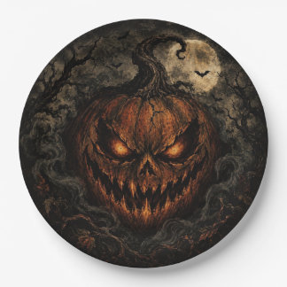 Platos de papel de calabaza vintage oscura de Hall