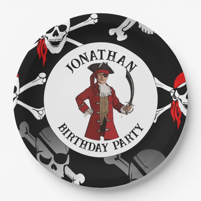 Platos de Papel de Calaveras Piratas (Anverso)