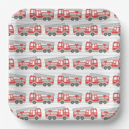 Platos de papel de camión de bomberos, fiesta de h