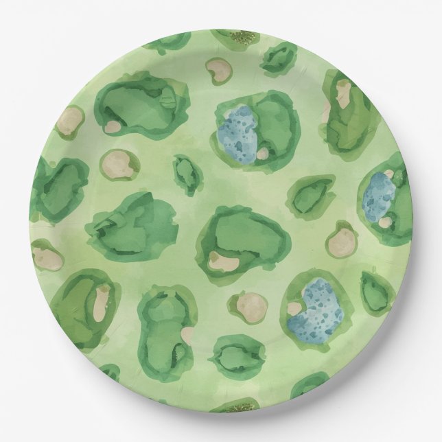 Platos de papel de campo de golf | Vajilla de fies (Anverso)