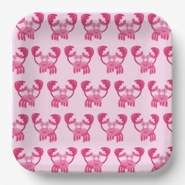 Platos de Papel de Cangrejos, Rosa Fiesta Bajo el 