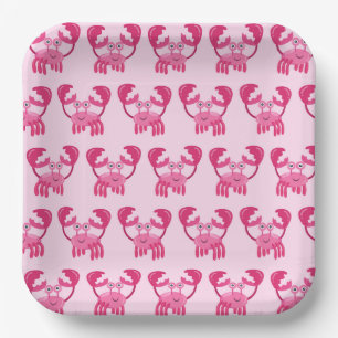 Platos de Papel de Cangrejos, Rosa Fiesta Bajo el