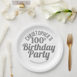 Platos de papel de celebración de cumpleaños númer