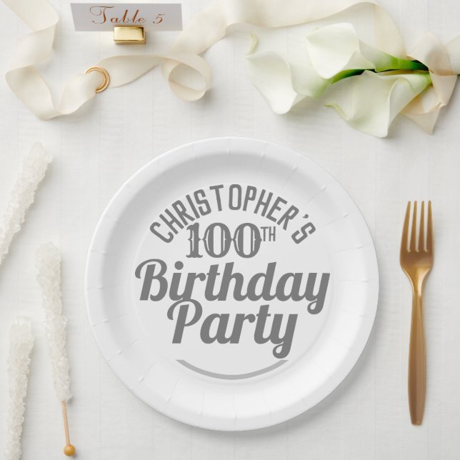 Platos de papel de celebración de cumpleaños númer (Boda)