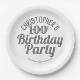 Platos de papel de celebración de cumpleaños númer