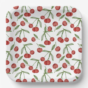 Platos de Papel de Cerezas, Fiesta de Frutas Rojas