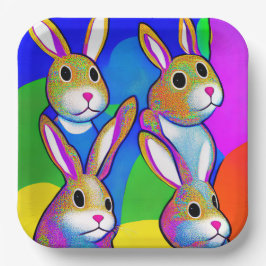 Platos de papel de conejo de Pascua