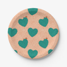 Platos de papel de corazón suculento