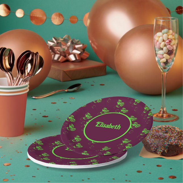 platos de papel de corazones verdes (Multi)