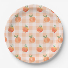Platos de papel de cuadros melocotón