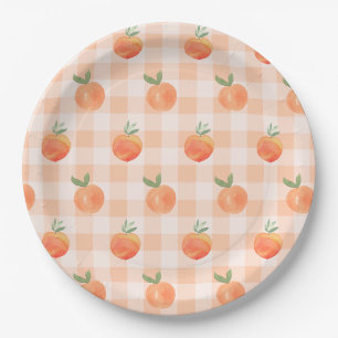 Platos de papel de cuadros melocotón