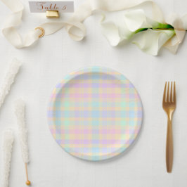 Platos de papel de cuadros pastel de Pascua