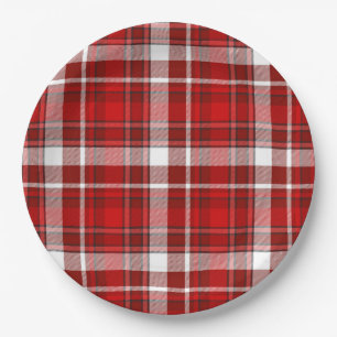 Platos de papel de cuadros rojos
