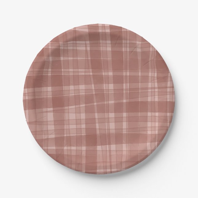 Platos de papel de cuadros rústicos | Fiesta de cu (Anverso)