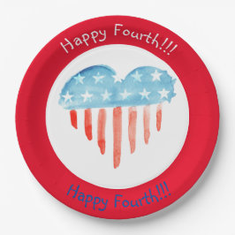 PLATOS DE PAPEL DE CUARTA RONDA ROJA (BANDERA DE C