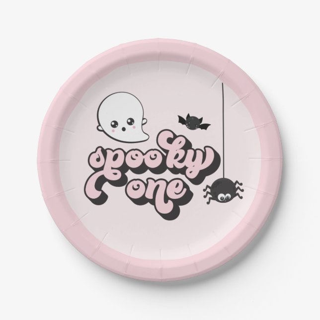 Platos de papel de cumpleaños 1 Spooky One Hallowe (Anverso)