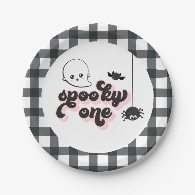 Platos de papel de cumpleaños 1 Spooky One Hallowe (Anverso)