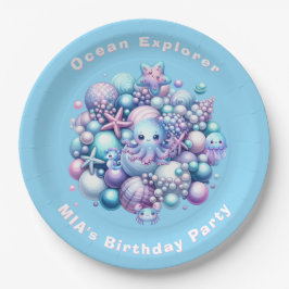 Platos de Papel de Cumpleaños Bajo el Mar con Nomb