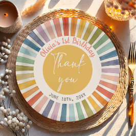 Platos de papel de cumpleaños Boho Sunshine