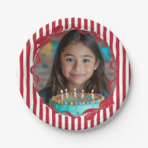 Platos de papel de cumpleaños con foto personaliza