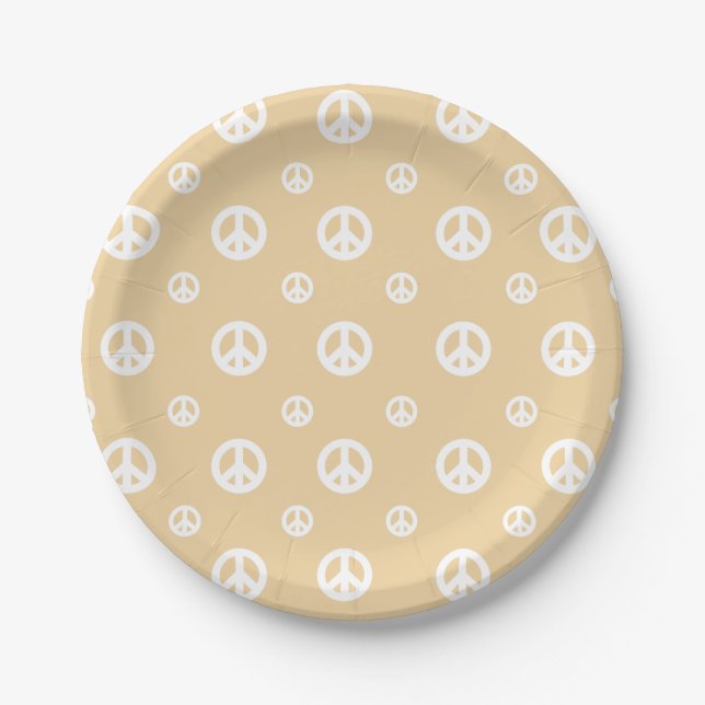 Platos de papel de cumpleaños con signo de paz ret (Anverso)