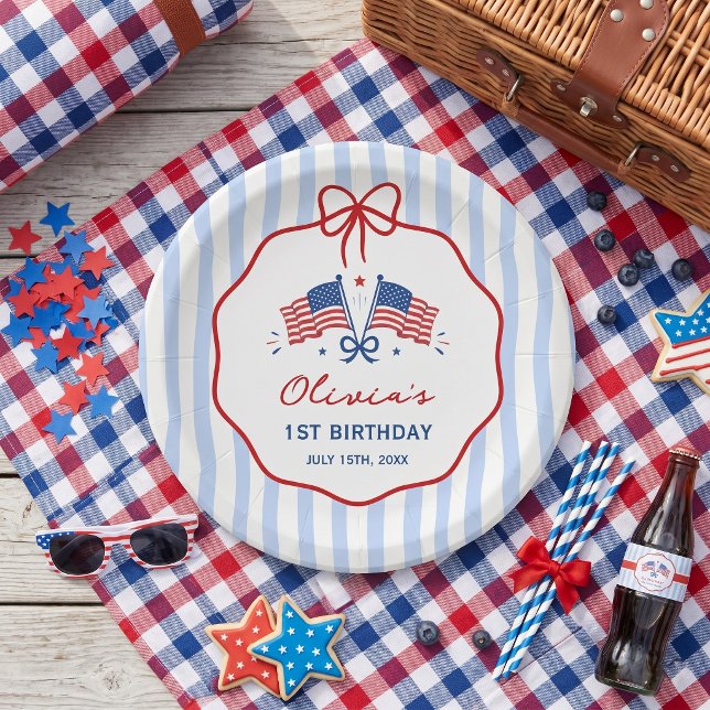 Platos de papel de cumpleaños con tema patriótico  (Subido por el creador)