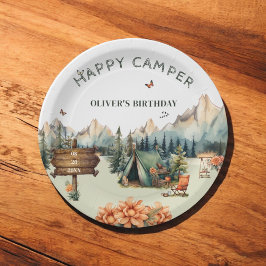 Platos de papel de cumpleaños de aventura en la mo