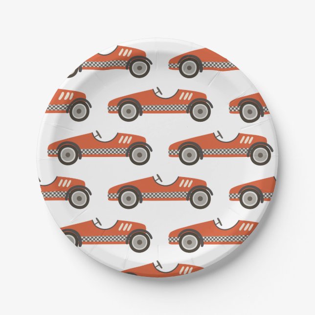 Platos de papel de cumpleaños de coche de carreras (Anverso)