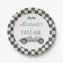 Platos de papel de cumpleaños de coche de carreras