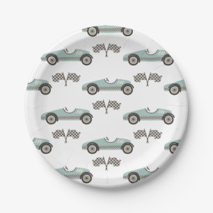 Platos de papel de cumpleaños de coche de carreras