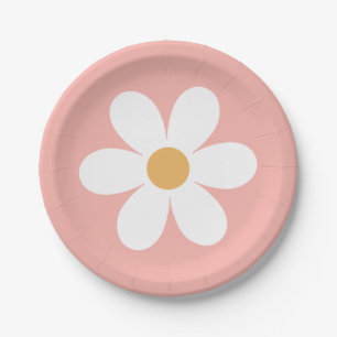 Platos de papel de cumpleaños de color rosa claro