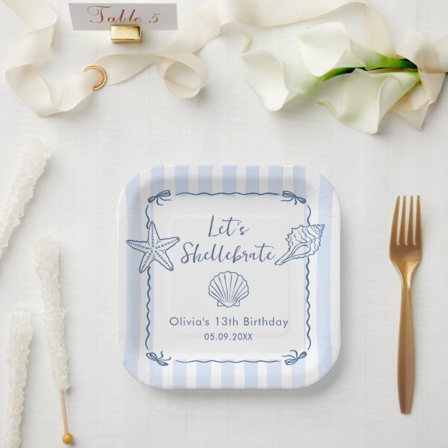 Platos de papel de cumpleaños de conchas Let's She (Boda)