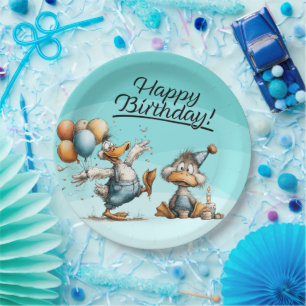 Platos de papel de cumpleaños de dibujos animados