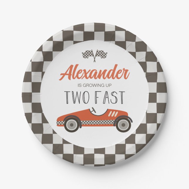 Platos de papel de cumpleaños de dos coches de car (Anverso)