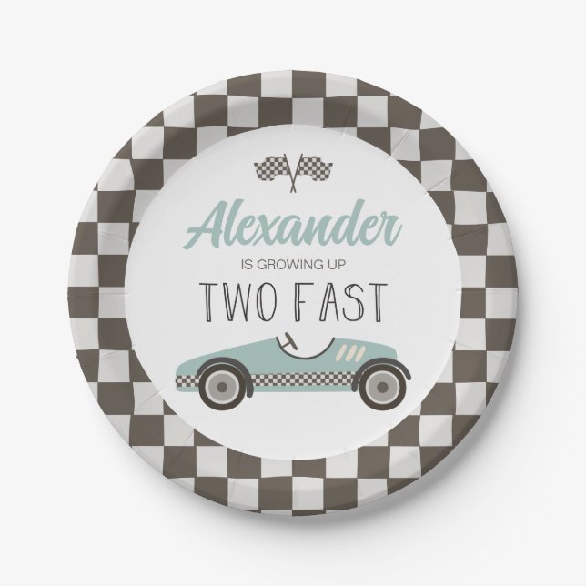 Platos de papel de cumpleaños de dos coches de car (Anverso)
