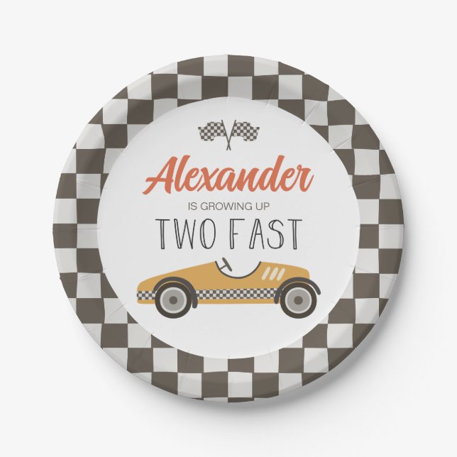 Platos de papel de cumpleaños de dos coches de car (Anverso)