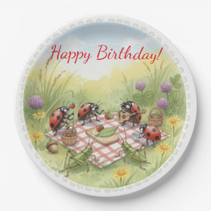 Platos de papel de cumpleaños de fiesta de jardín