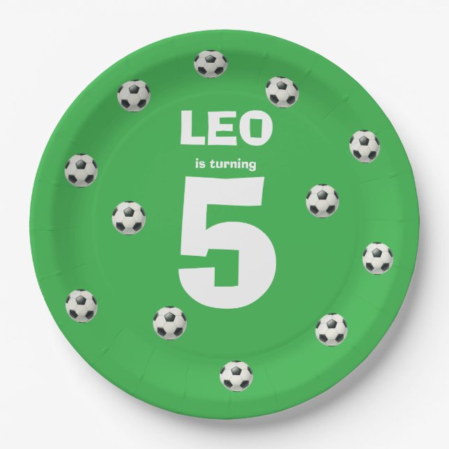 Platos de Papel de Cumpleaños de Fútbol Editable N (Anverso)