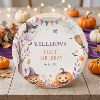 Platos de papel de cumpleaños de Halloween de cala