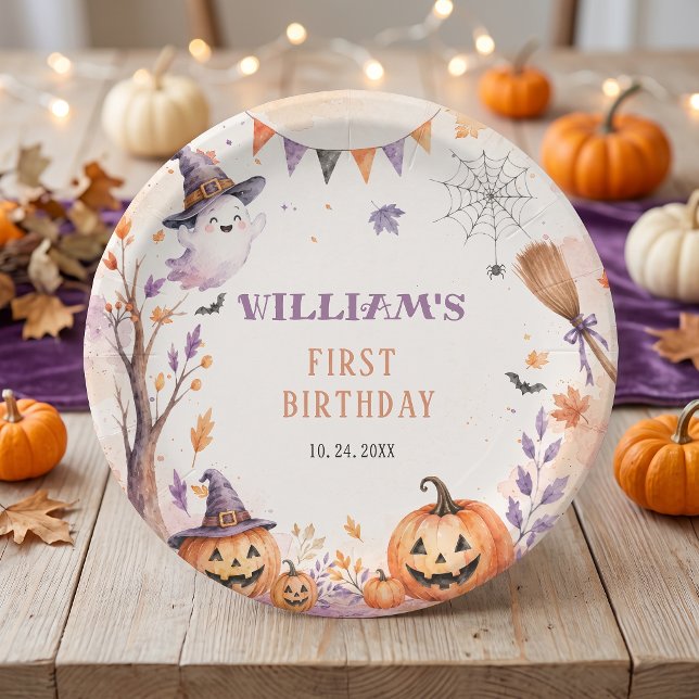 Platos de papel de cumpleaños de Halloween de cala (Subido por el creador)