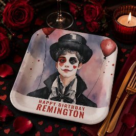 Platos de papel de cumpleaños de mimo elegante