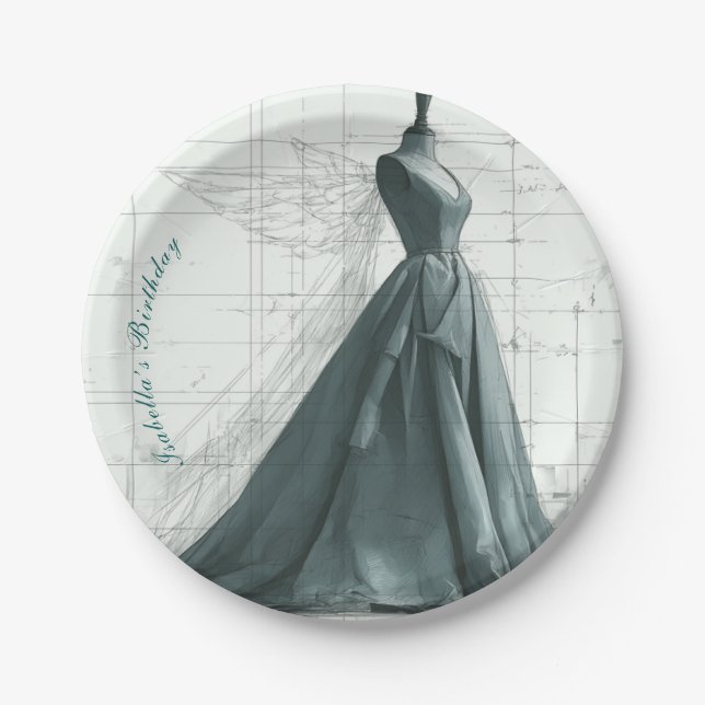 Platos de papel de cumpleaños de moda elegante - P (Anverso)
