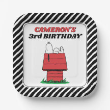 Platos de papel de cumpleaños de Snoopy Peanuts
