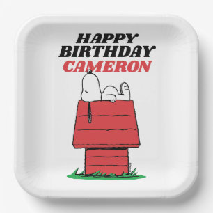 Platos de papel de cumpleaños de Snoopy Peanuts Ca