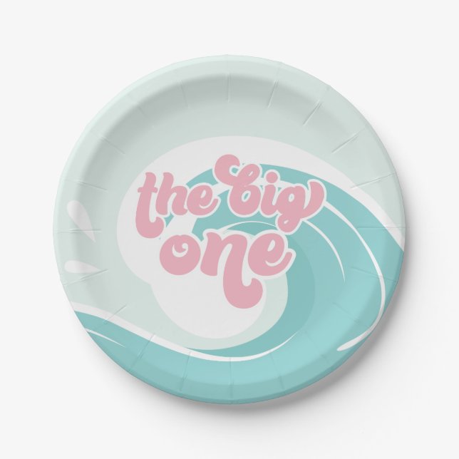Platos de papel de cumpleaños de The Big One Wave  (Anverso)
