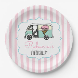 Platos de papel de cumpleaños del camión de helado