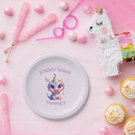 Platos de papel de cumpleaños del dragón pastel