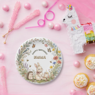 Platos de Papel de Cumpleaños del Jardín de la Con