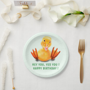 Platos de Papel de Cumpleaños Divertidos de Pato F