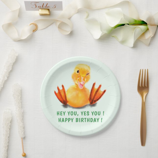 Platos de Papel de Cumpleaños Divertidos de Pato F (Boda)